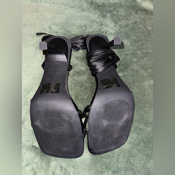 STEVE MADDEN LULIE - BLACK & RHINESTONE ANKLE WRAP HEELS - Picture 4 of 5